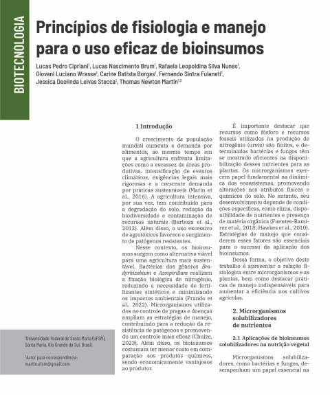Princípios de fisiologia e manejo para o uso eficaz de bioinsumos